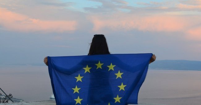 Woman with European flag